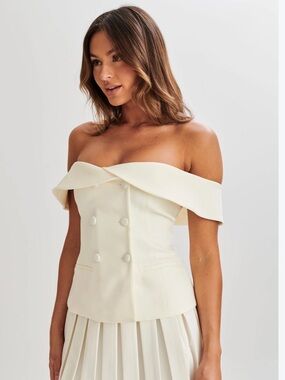 MESHKI Krista Strapless Suiting Top Women’s Size XL Ivory Off Shoulder NEW